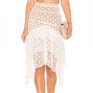 MAJORELLE Cream Asymmetrical Pencil Skirt